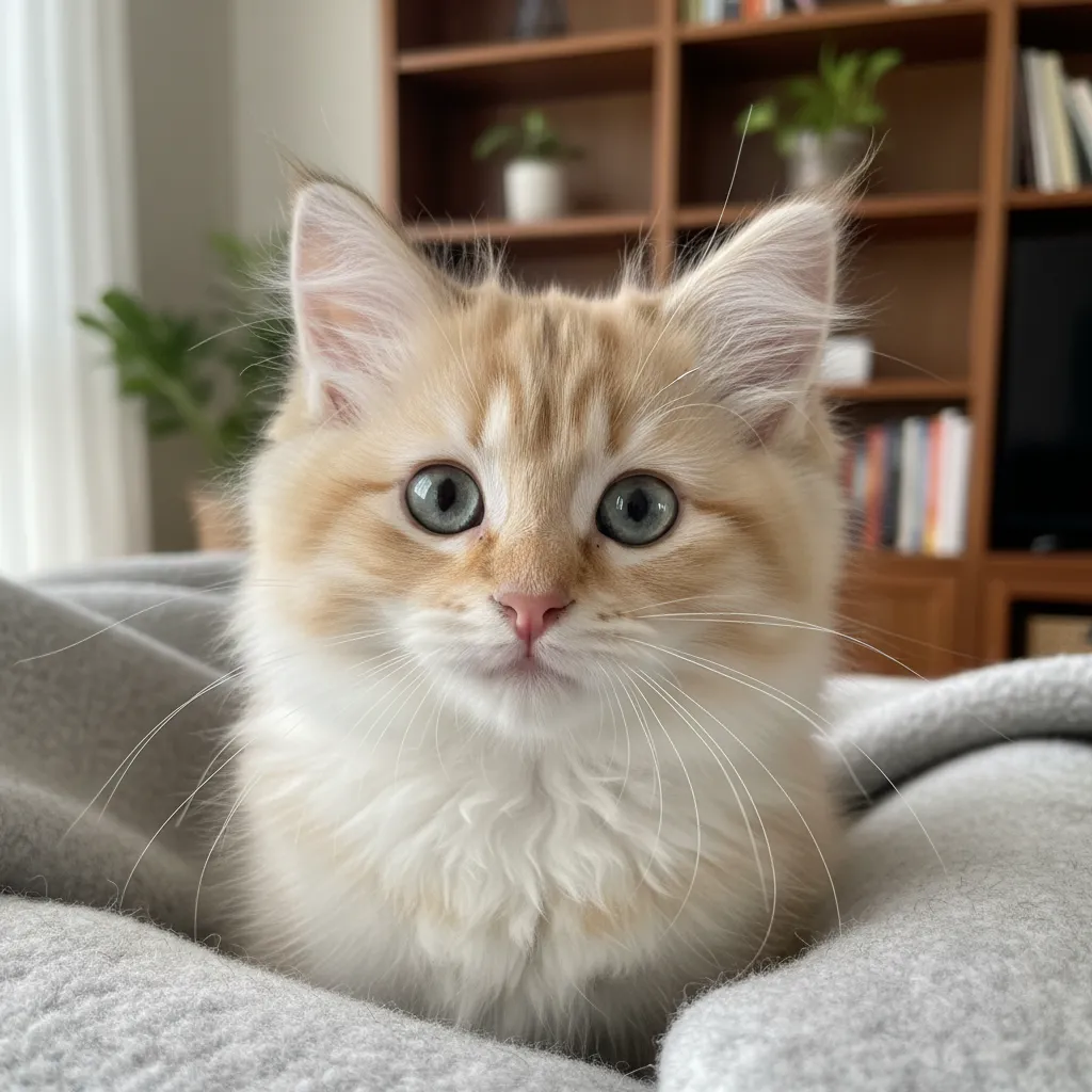 Котенок рагамаффин смотрит в камеру 