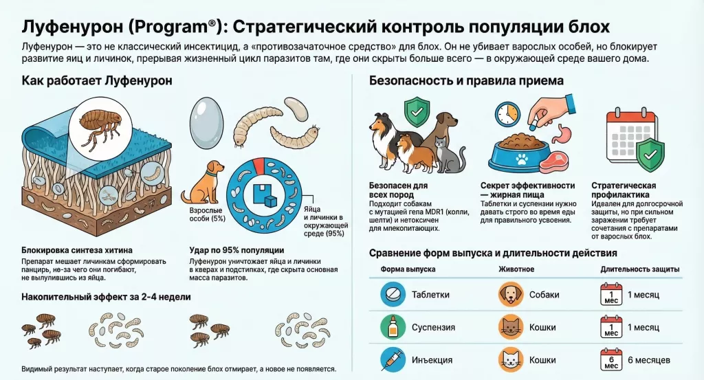 Луфенурон (Program®) для собак и кошек: профилактика блох
