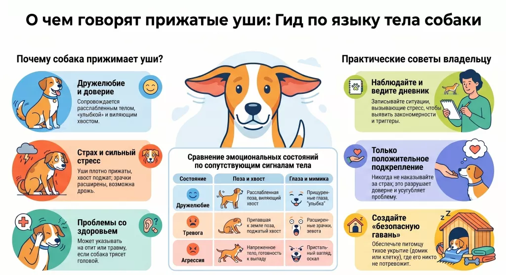 Почему собака прижимает уши назад